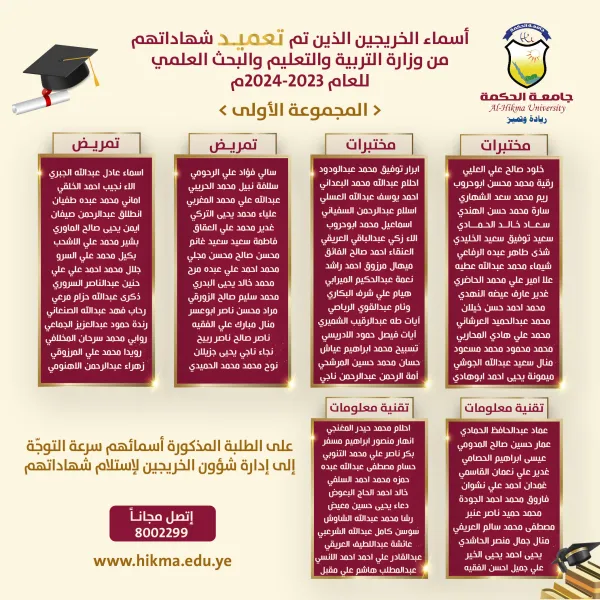 إصدار شهادات الخريجين للعام 2023-2024م